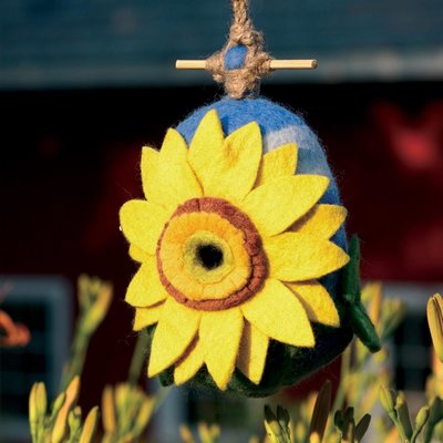 DZI Handmade Sunflower Wool Felt Birdhouse