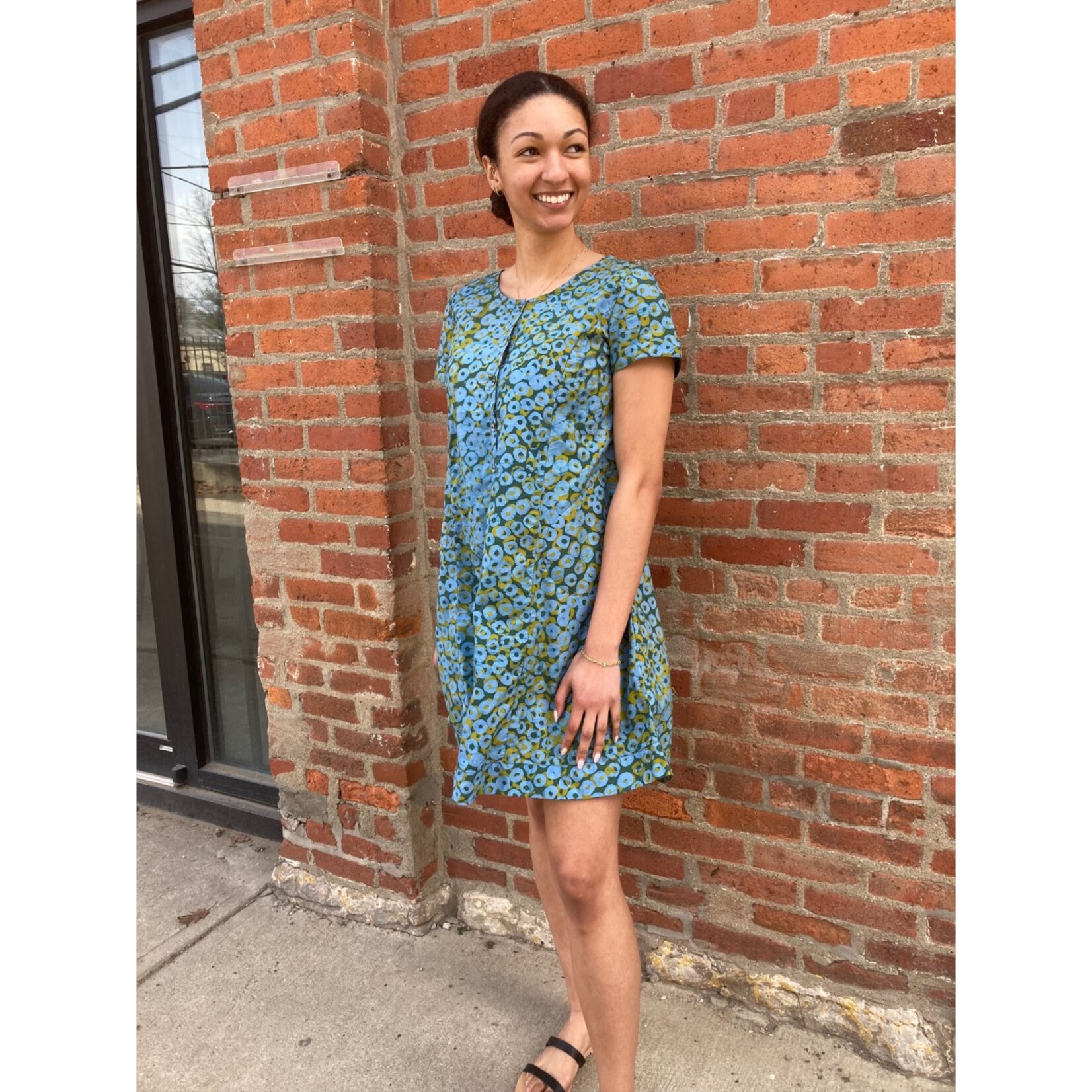 Global Mamas Button Front Dress Green Rings
