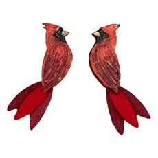 Tulia's Artisan Gallery Small Gourd Earrings 2" Cardinal