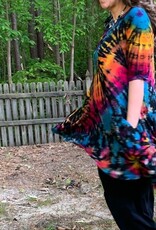 Unique Batik Tie Dye Pocket Dress: Rainbow