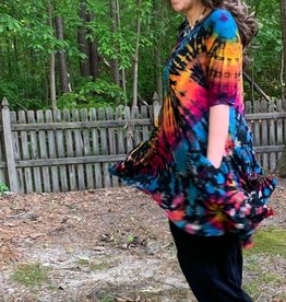 Unique Batik Tie Dye Pocket Dress: Rainbow