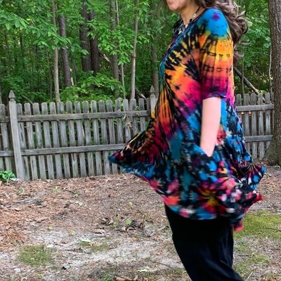 Unique Batik Tie Dye Pocket Dress: Rainbow