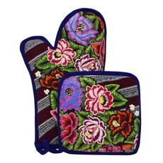 Unique Batik Huipil Oven Mitt & Potholder Set