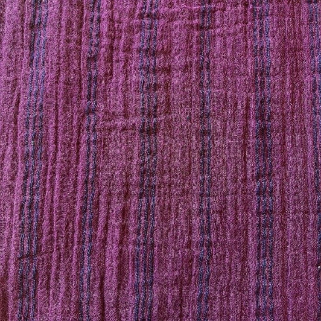 Unique Batik Gauzy Stripe Butterfly Top: Purple