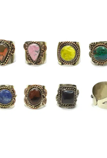 Minga Imports Three metal applique stone ring