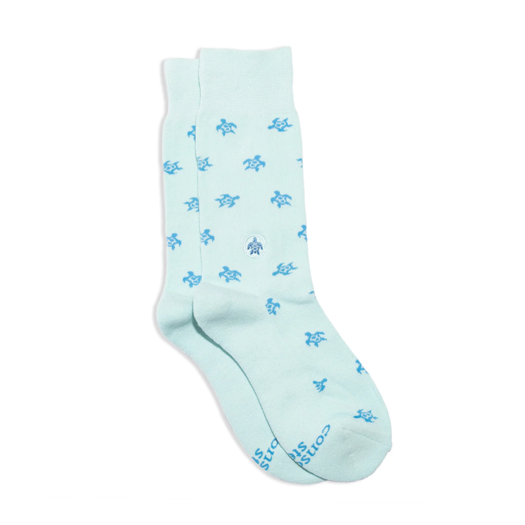 Conscious Step Socks that Protect Turtles Teal Small