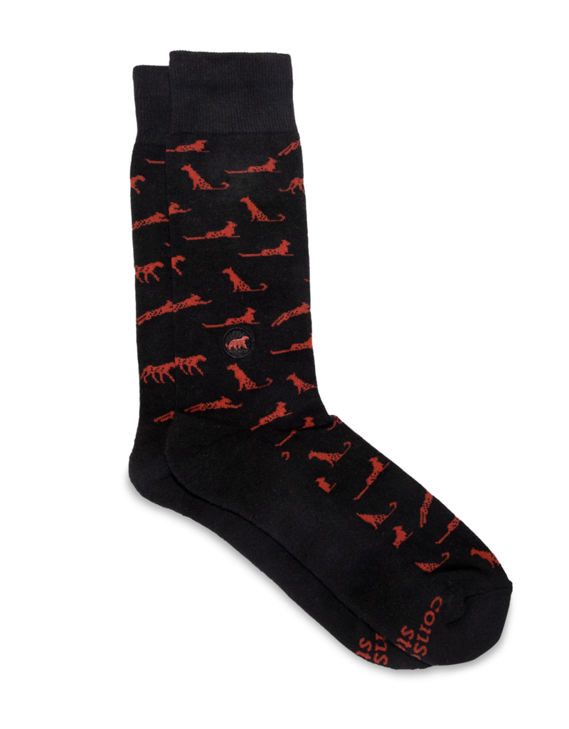 Conscious Step Socks that Protect Cheetahs: Black