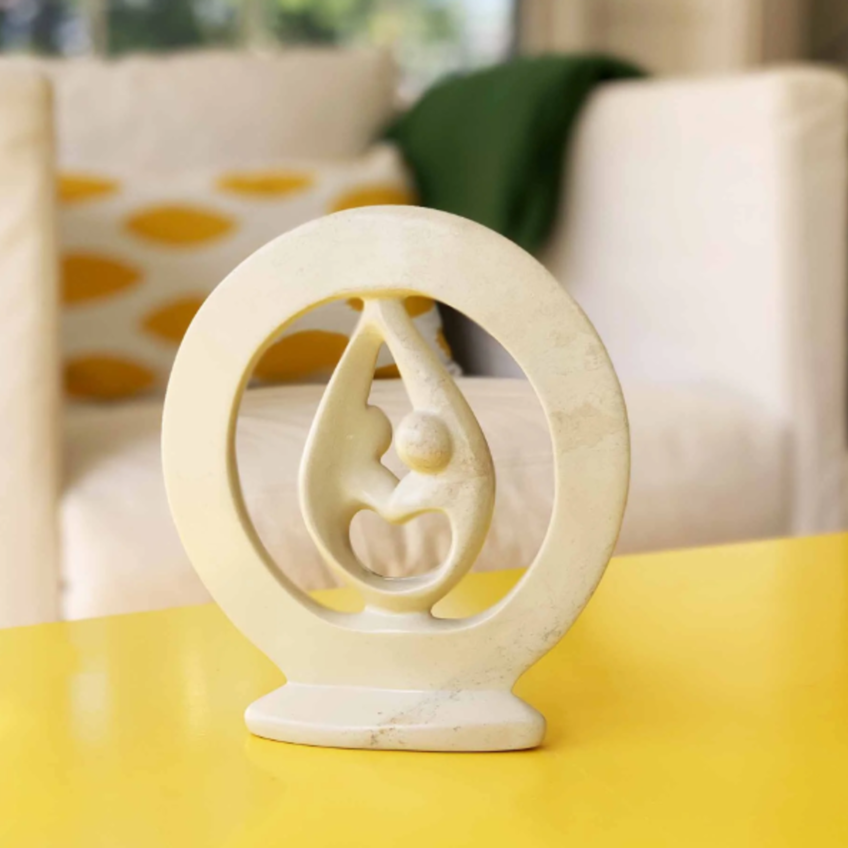 Global Crafts Lover's Embrace Soapstone Sculpture  8in- Natural