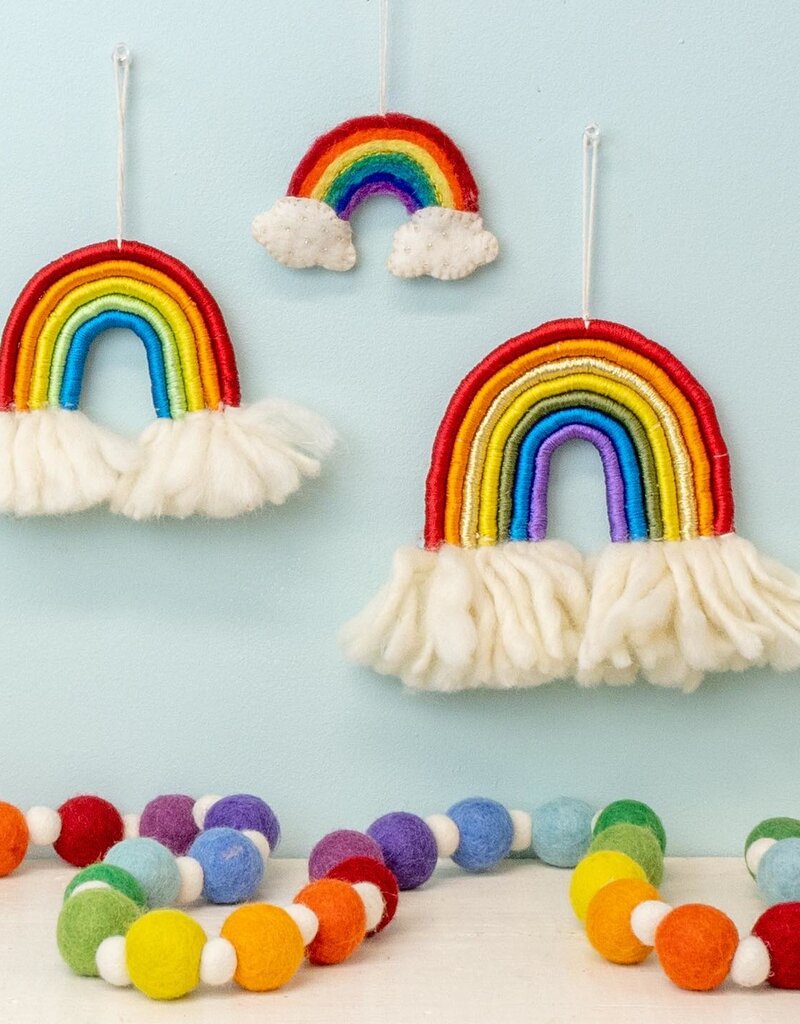 DZI Handmade Festive Rainbow Felted Wool Garland