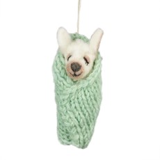 DZI Handmade Cozy Llama Felted Wool Ornament