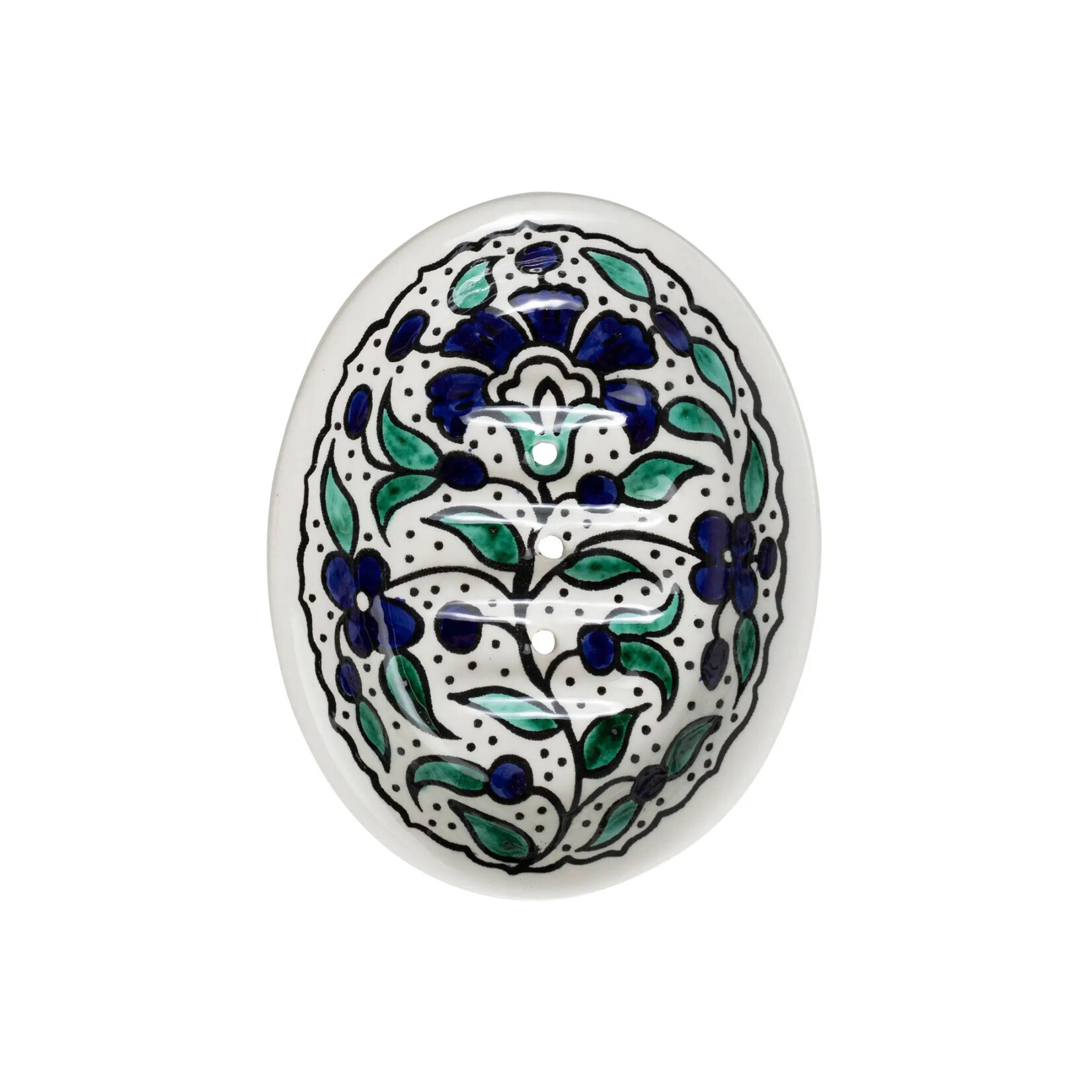 Ten Thousand Villages Floral Ceramic Soap Dish