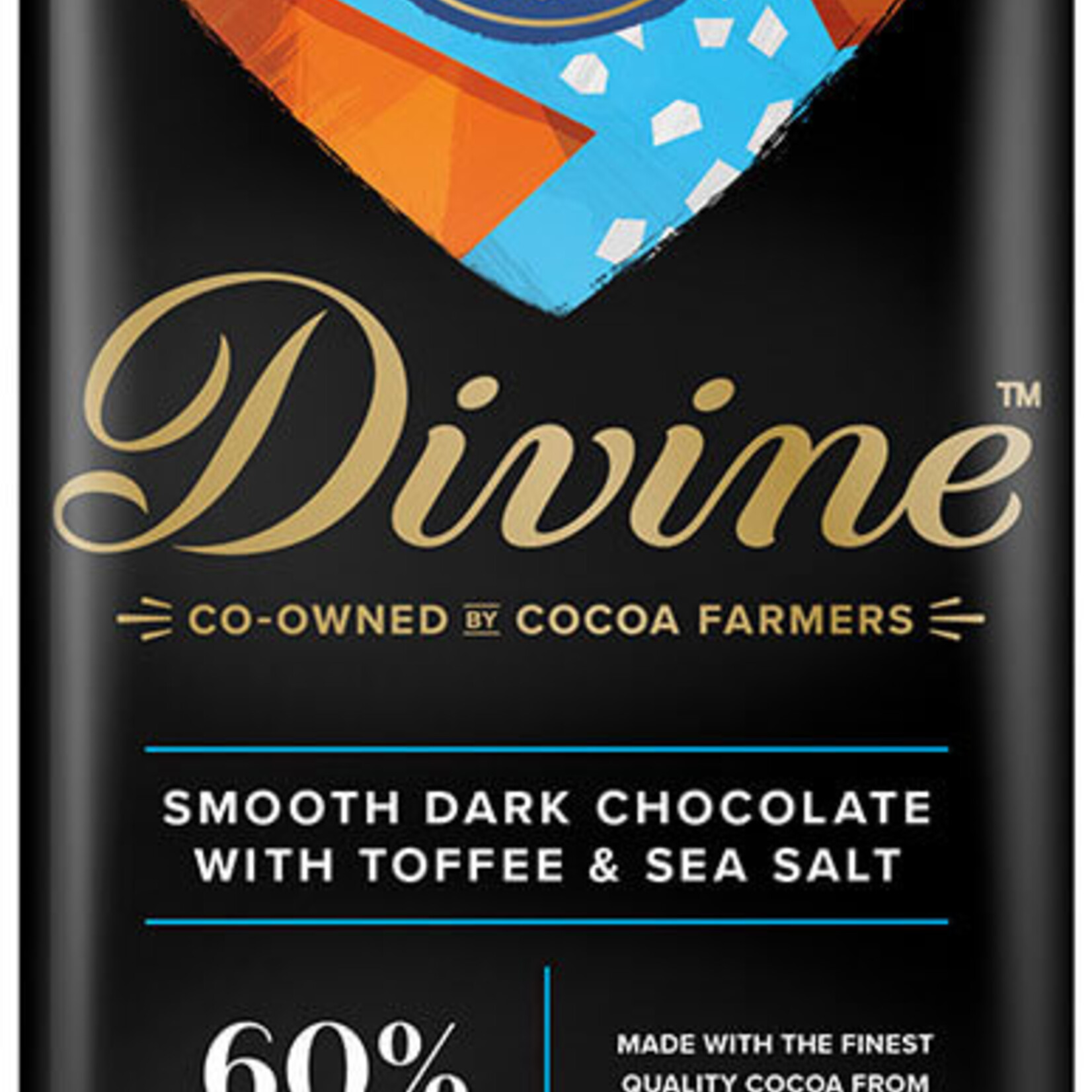 Divine Chocolate 60% Dark Chocolate with Toffee and Sea Salt Large Bar 3oz