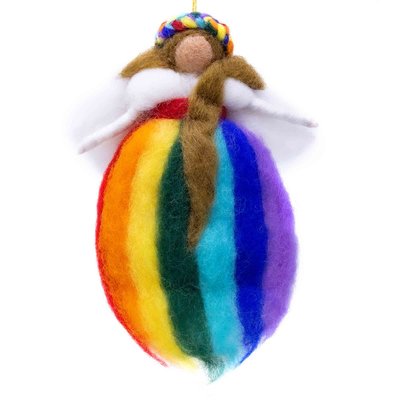 Global Crafts Rainbow Fairy Angel Felt Ornament