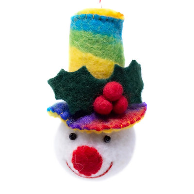 Global Crafts Rainbow Top Hat Snowman Felt Ornament