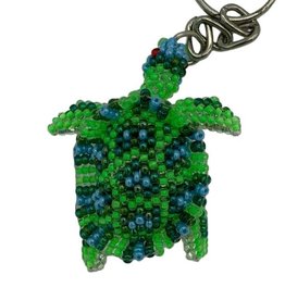 Unique Batik Beaded Keychain: Turtle