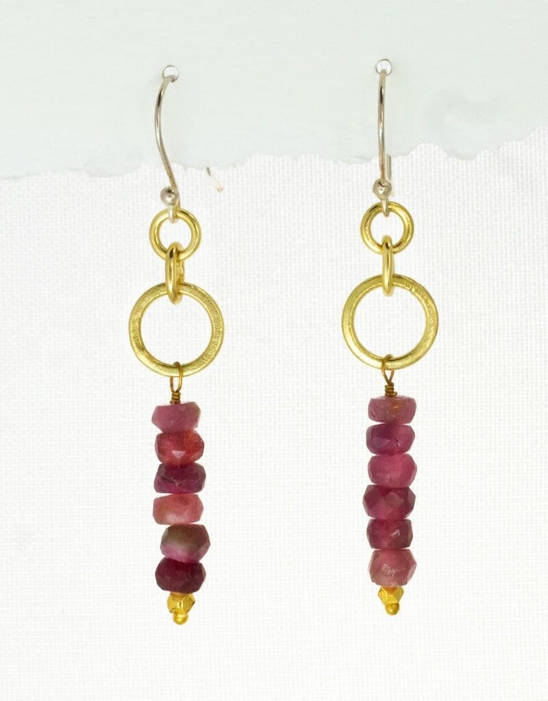 DZI Handmade Rosy Sway Brass Earrings