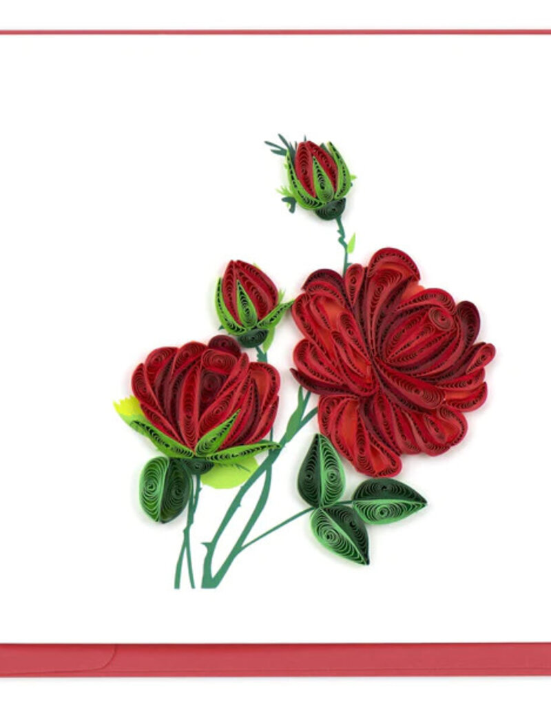 Quilling Card Red Roses Quilled Card