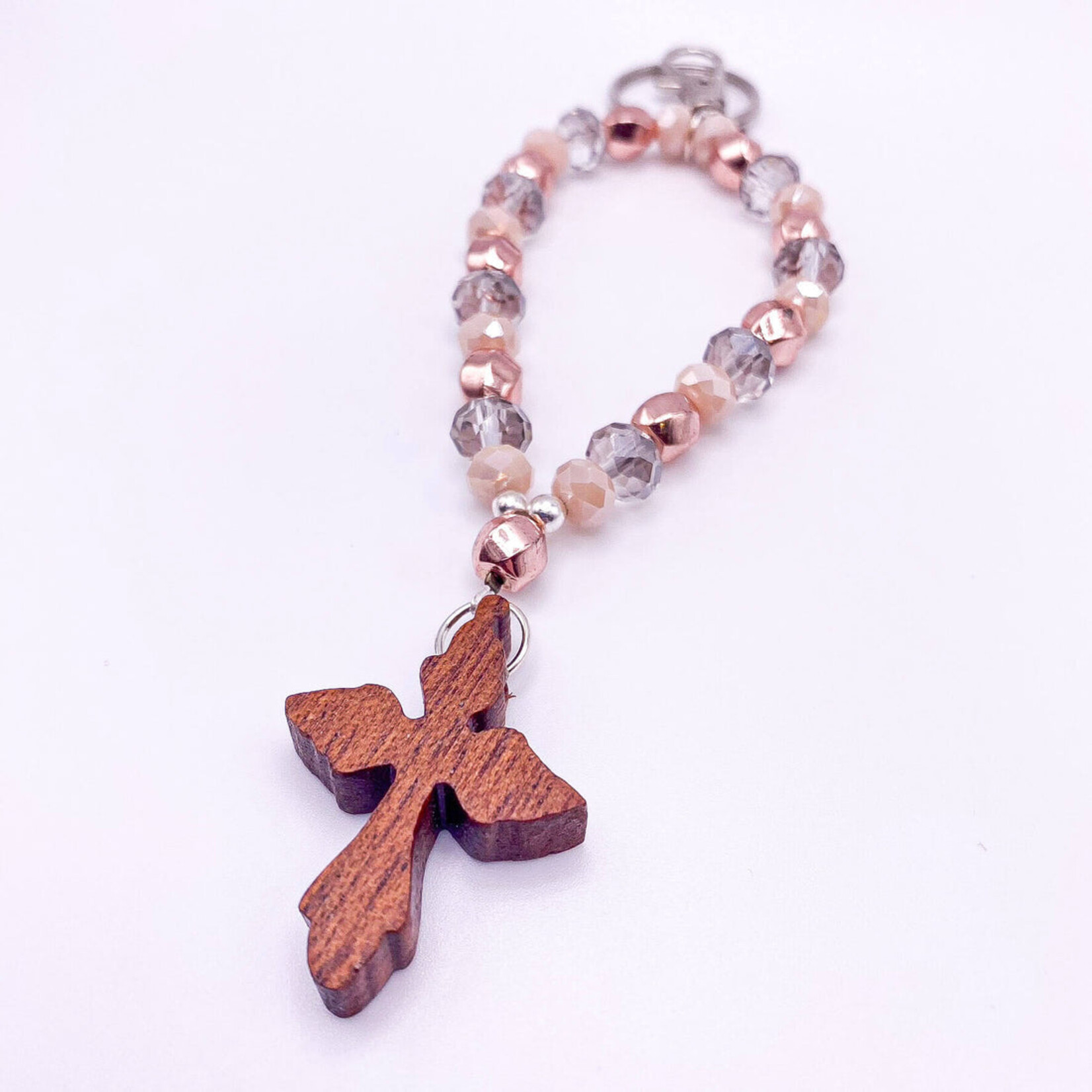 Alegria Rose Cross Keychain