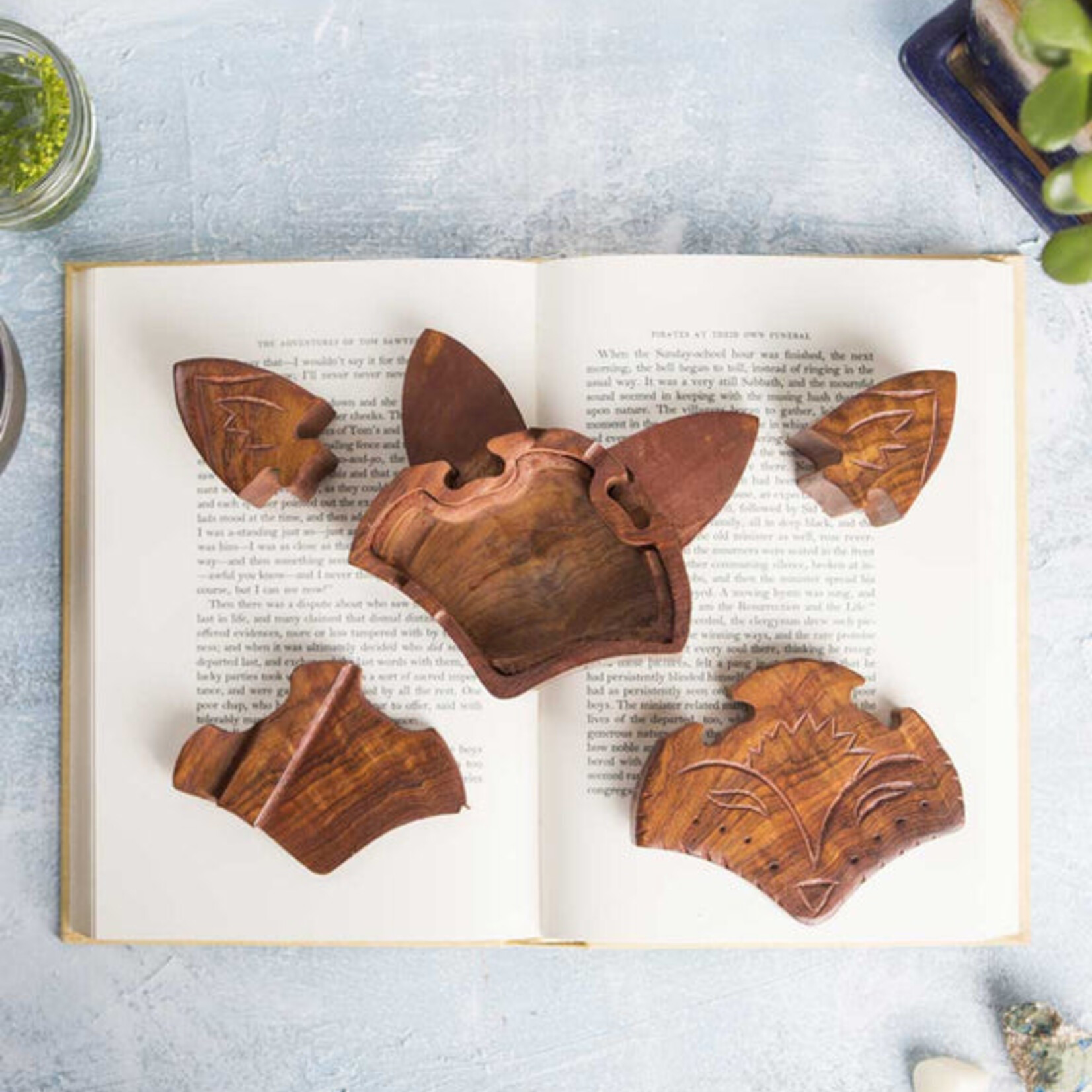 Global Crafts Sheesham Wood Carved Fox Puzzle Box