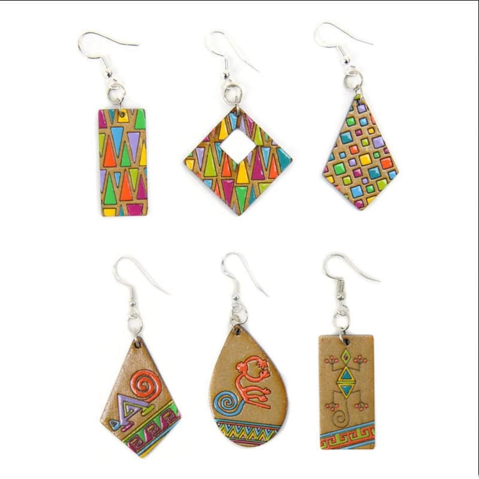 Minga Imports Precolumbian Earrings- Shapes and Colors