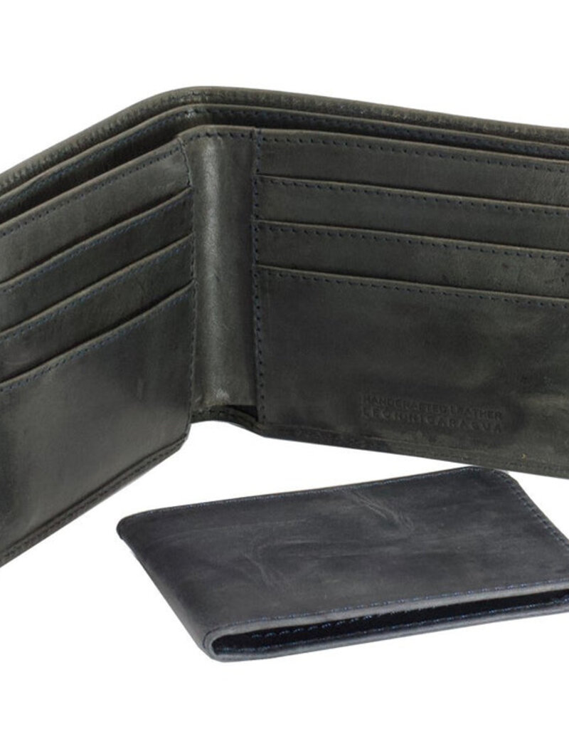 Twin Engine Coffee Bifold Leather Wallet Electric Black