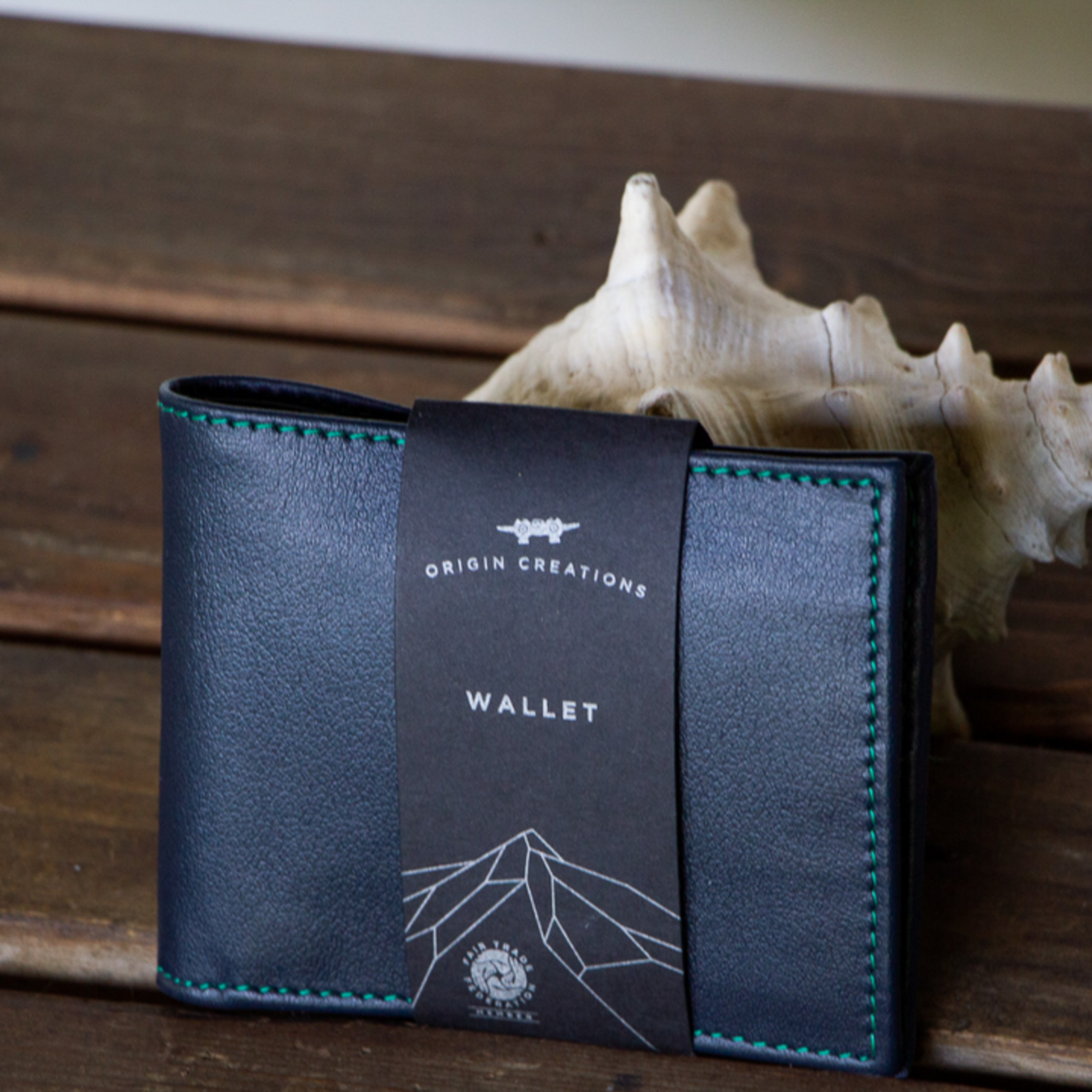 Twin Engine Coffee Bifold Leather Wallet Deep Ocean