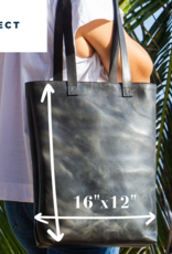 Twin Engine Coffee Leather Tote in Black