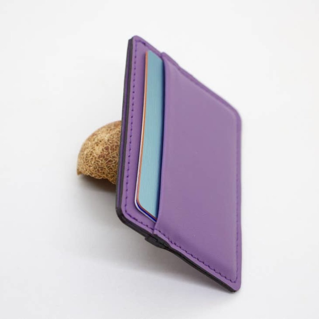 Colourful Leather Card Holder Wallet - Purple