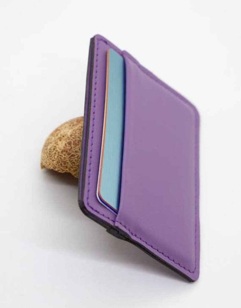 Twin Engine Coffee Minimalist  Leather Card Wallet Purple