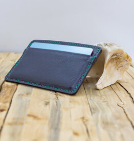 Twin Engine Coffee Minimalist Leather Card Wallet Deep Ocean