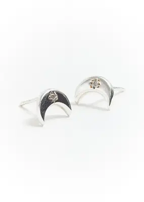 Matr Boomie Jivala Crescent Moon Earrings- Sterling Silver