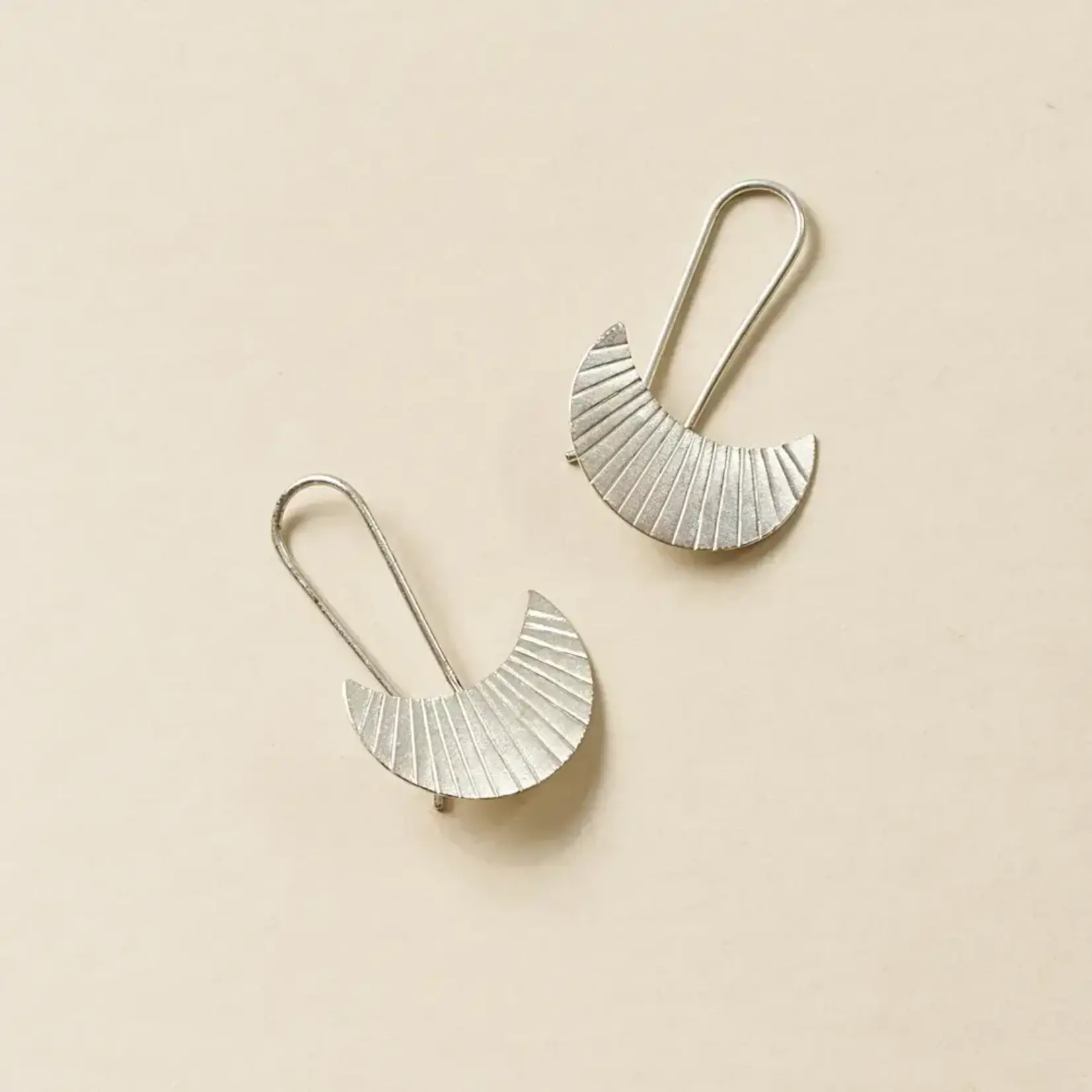 Matr Boomie Bairavi Crescent Moon Drop earrings- Silver