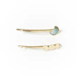 Matr Boomie Chandra Moon Phase Bobby Pins Set of 2 - Mother of Pearl