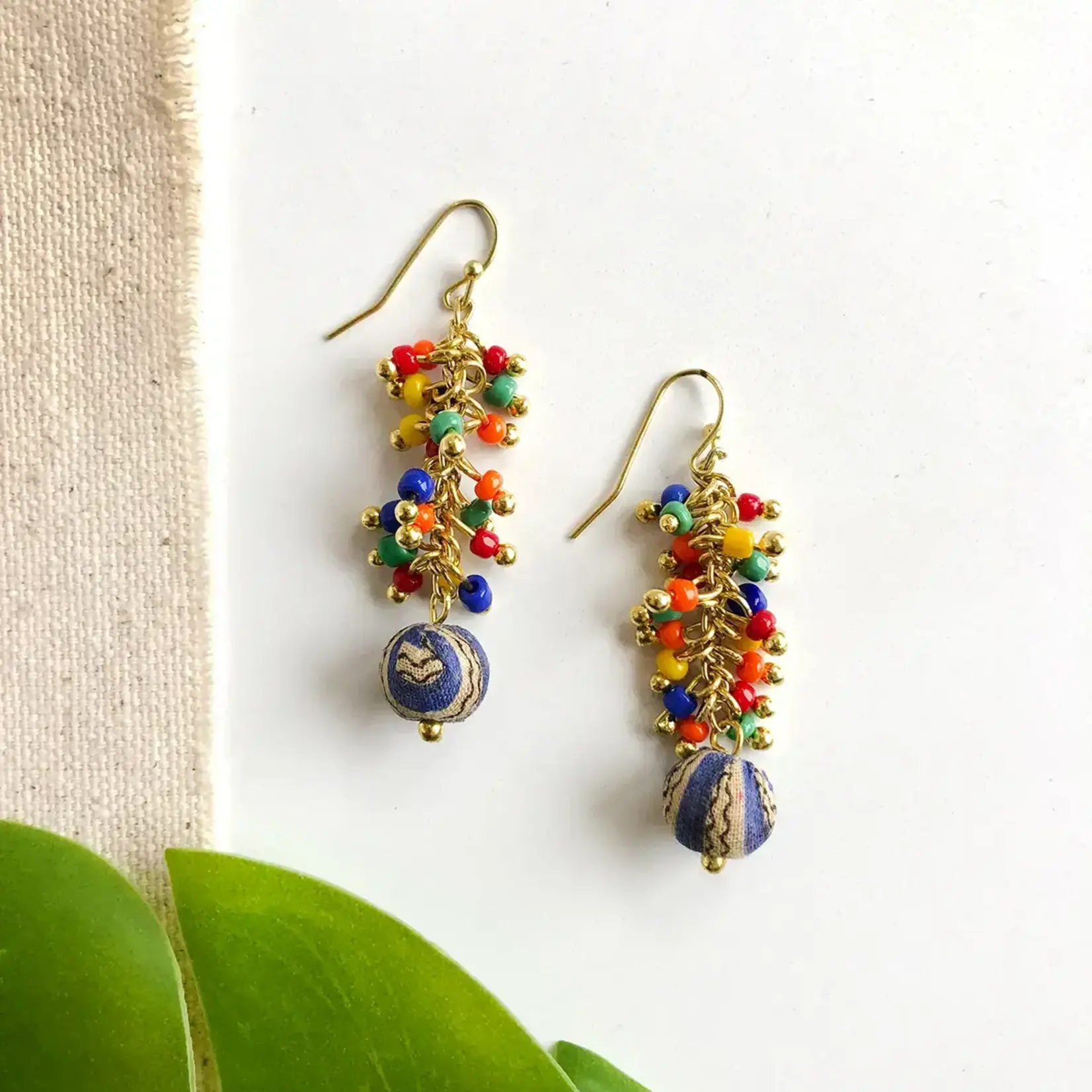World Finds Confetti Kantha Cluster Earrings