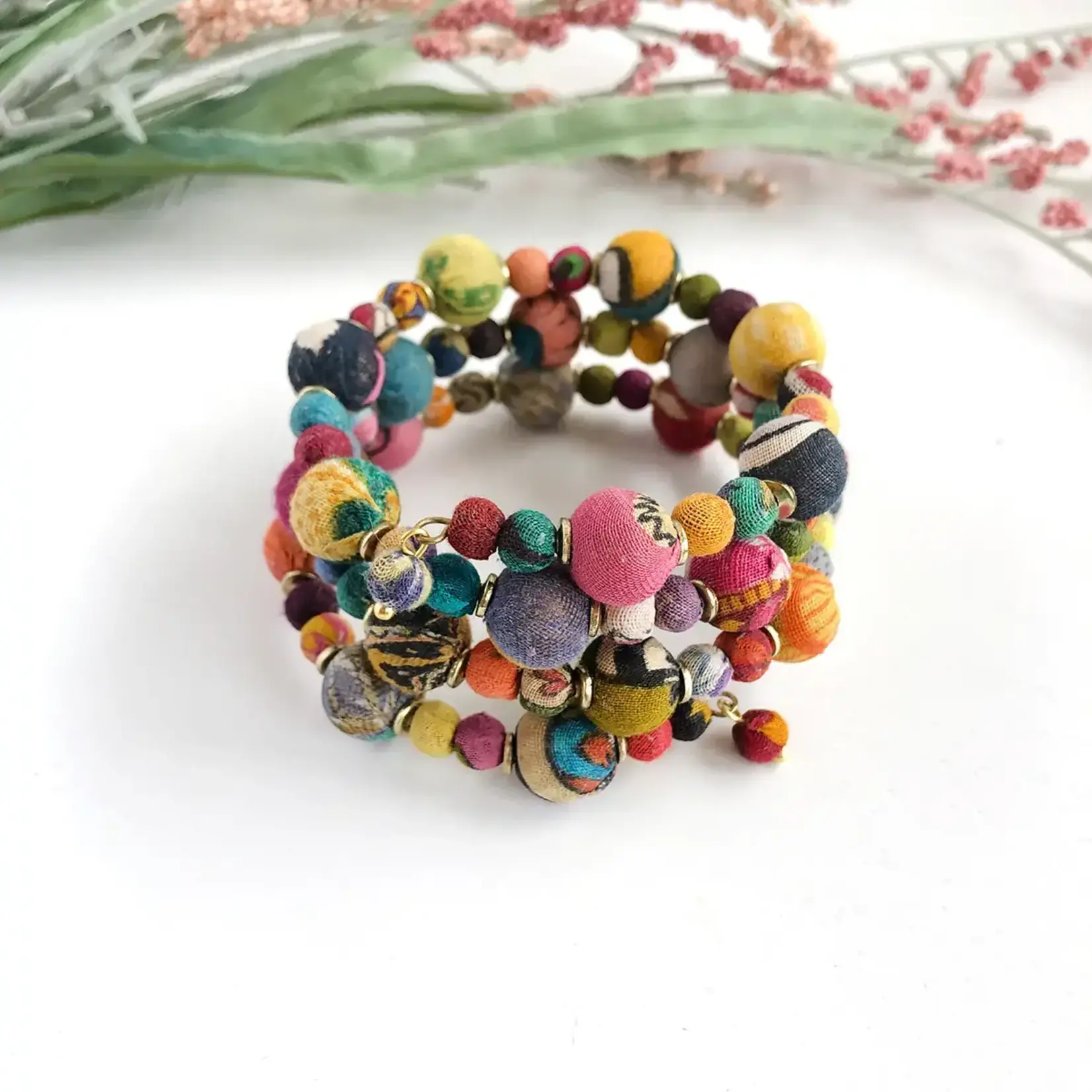 World Finds Winding Kantha Bauble Bracelet