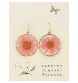 ZAD Pink Chrysanthemum Dried Flower Earrings