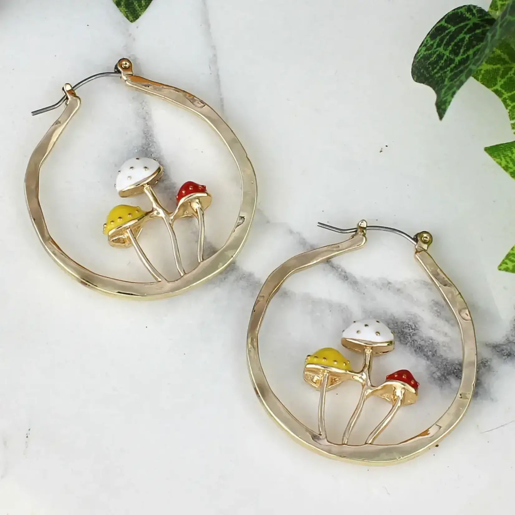 ZAD Mushroom Party Gold Hoop Earrings
