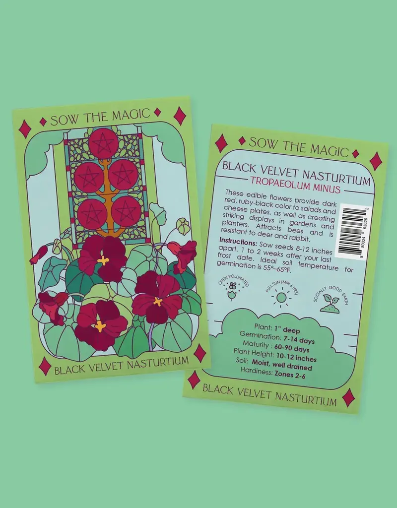 Sow The Magic Black Velvet Nasturtium Tarot Garden + Gift Seed Packet