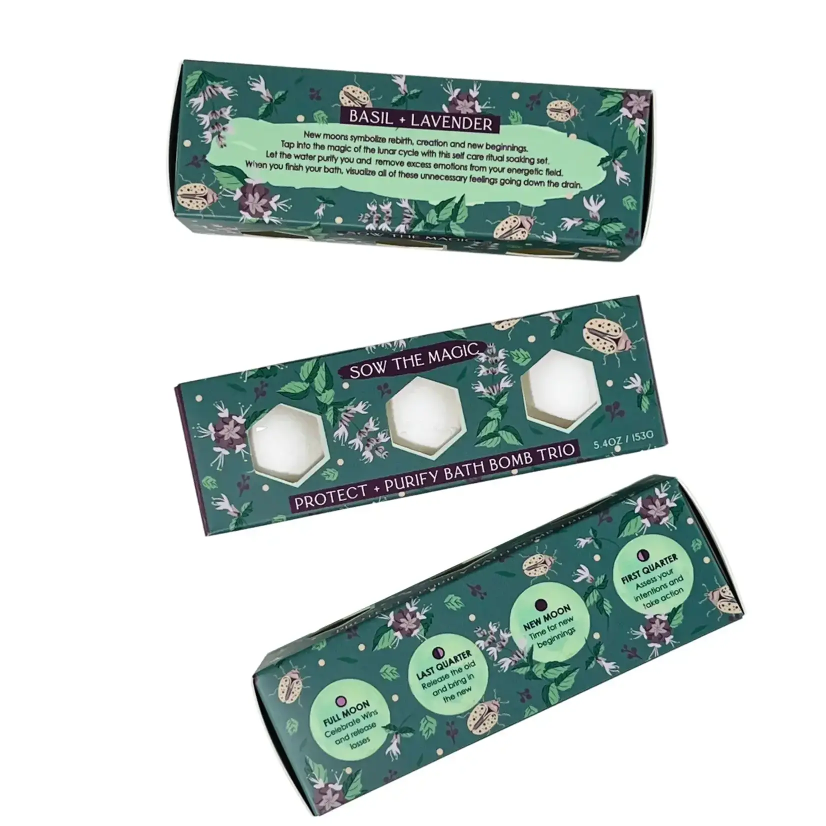 Sow The Magic Moon Phase Protect + Purify Bath Bomb Trio
