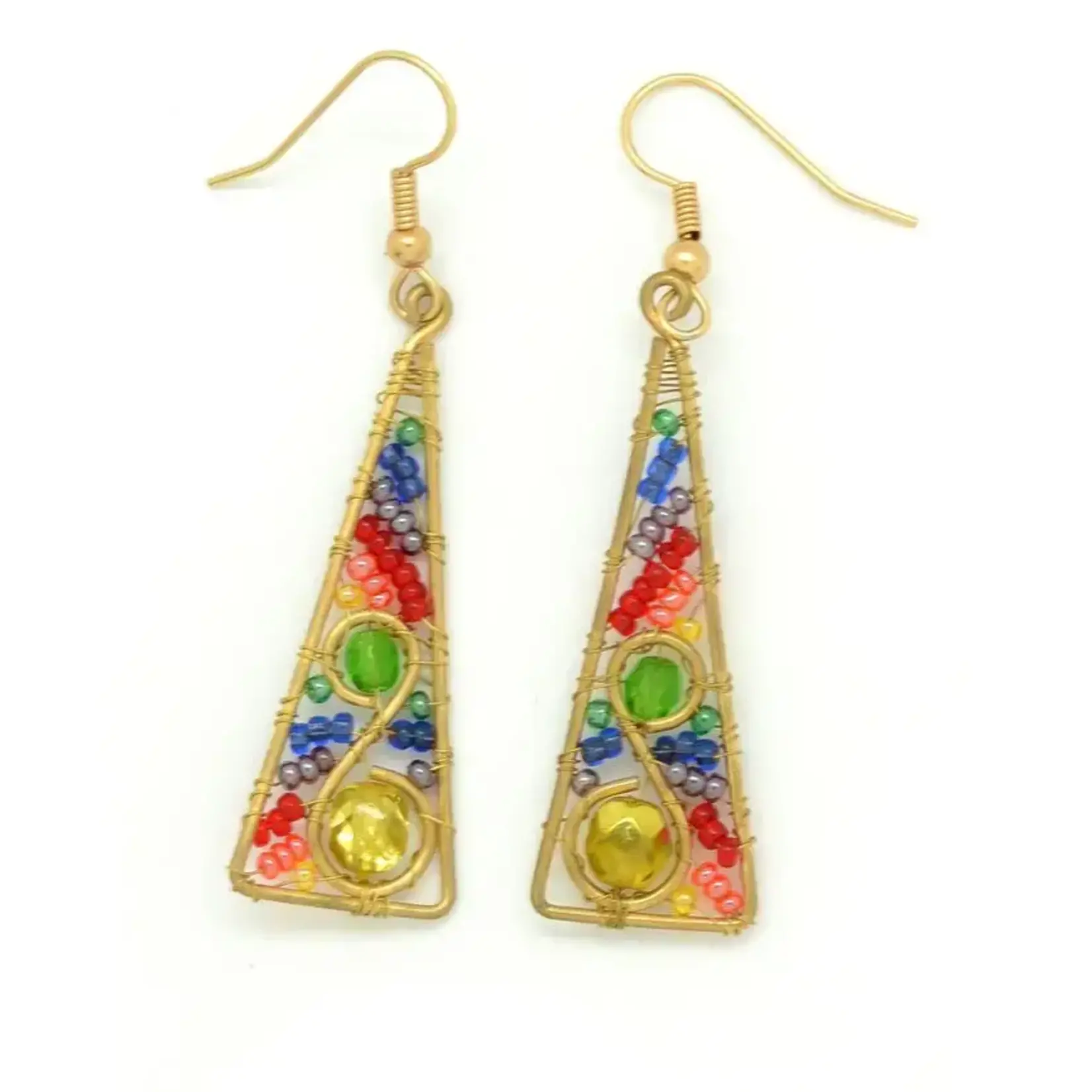 Dunitz & Co Beaded Rainbow Triangle Swirl Earrings