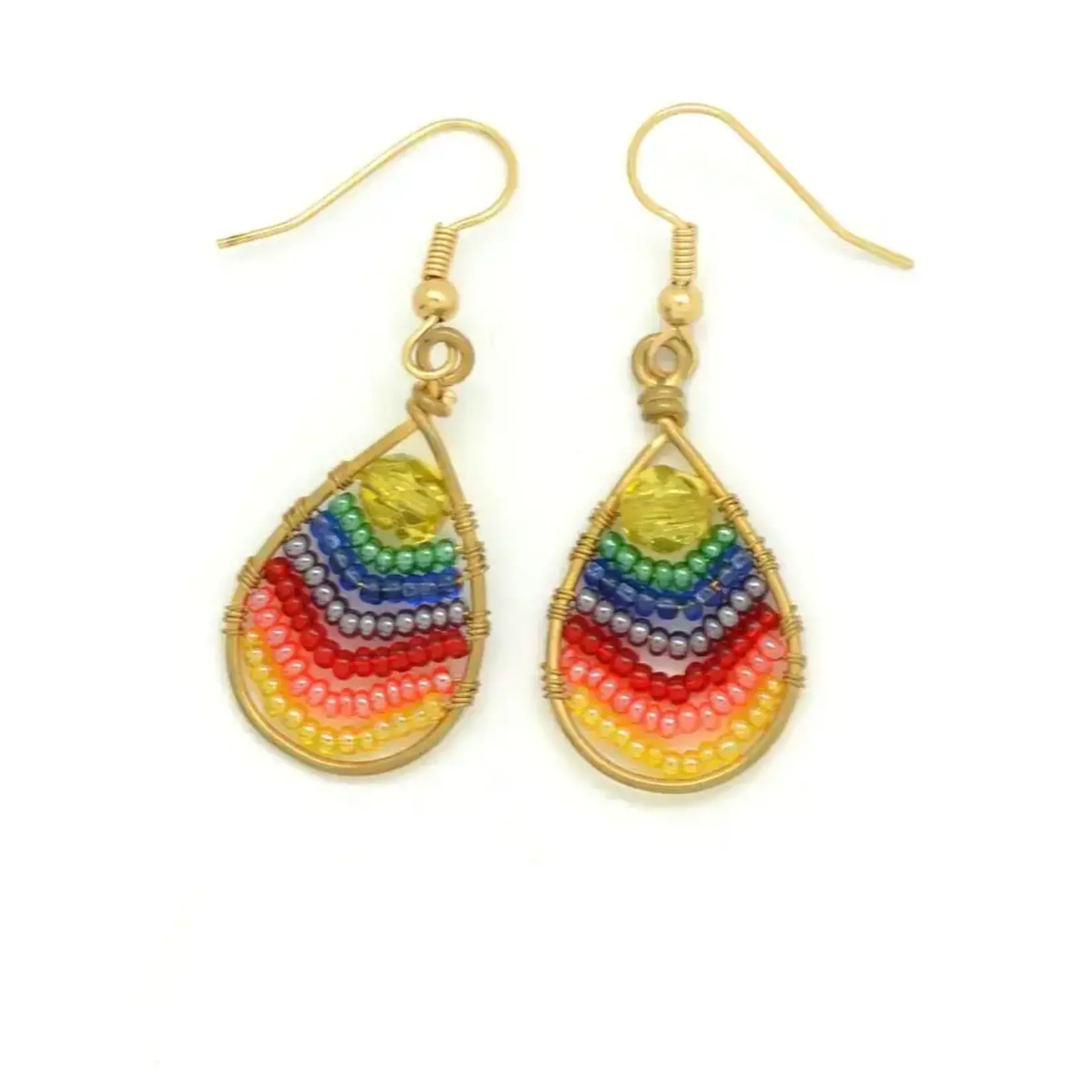 Dunitz & Co Beaded Rainbow Wire Teardrop Earrings