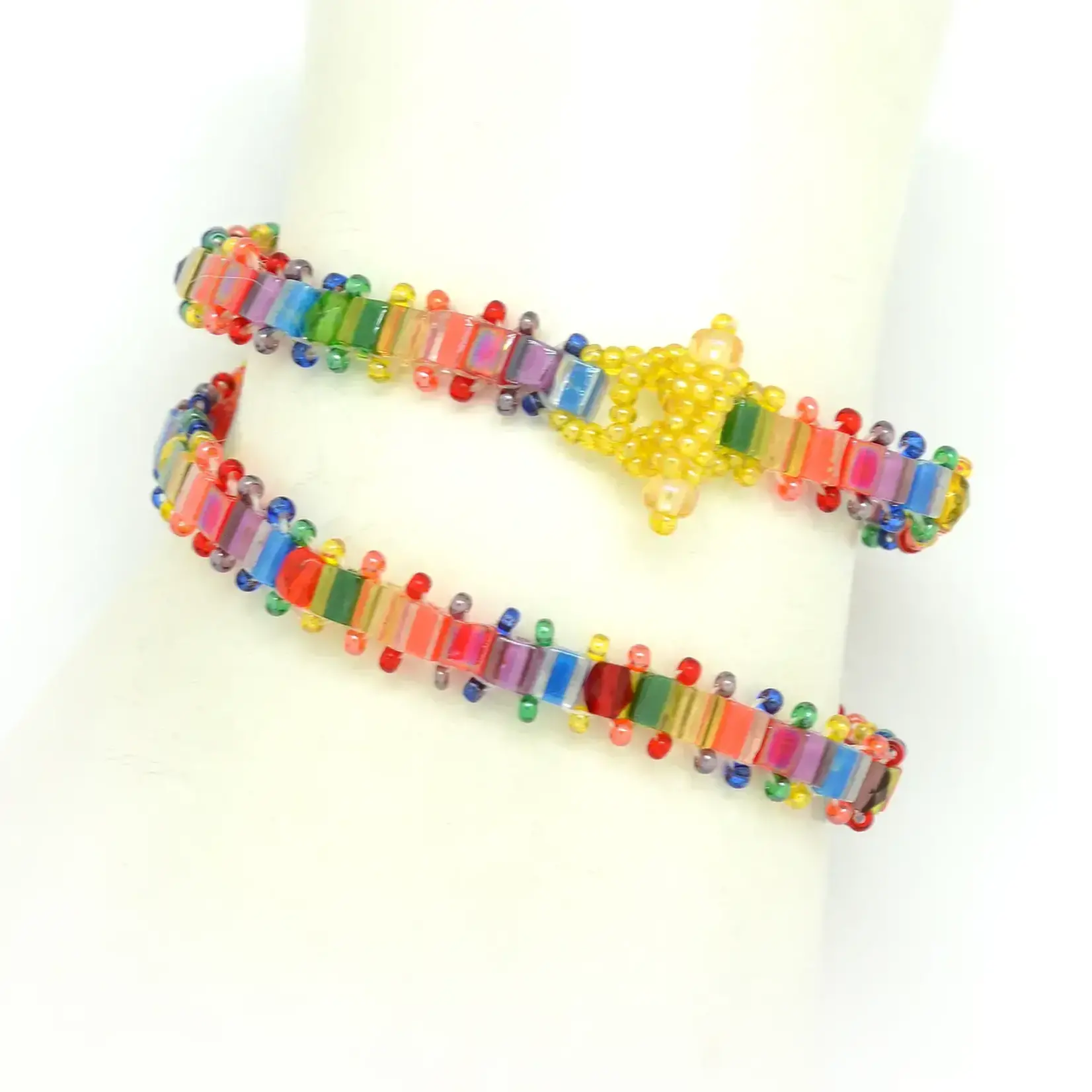Dunitz & Co Stackable Beaded Rainbow Bracelets with Glass Beads