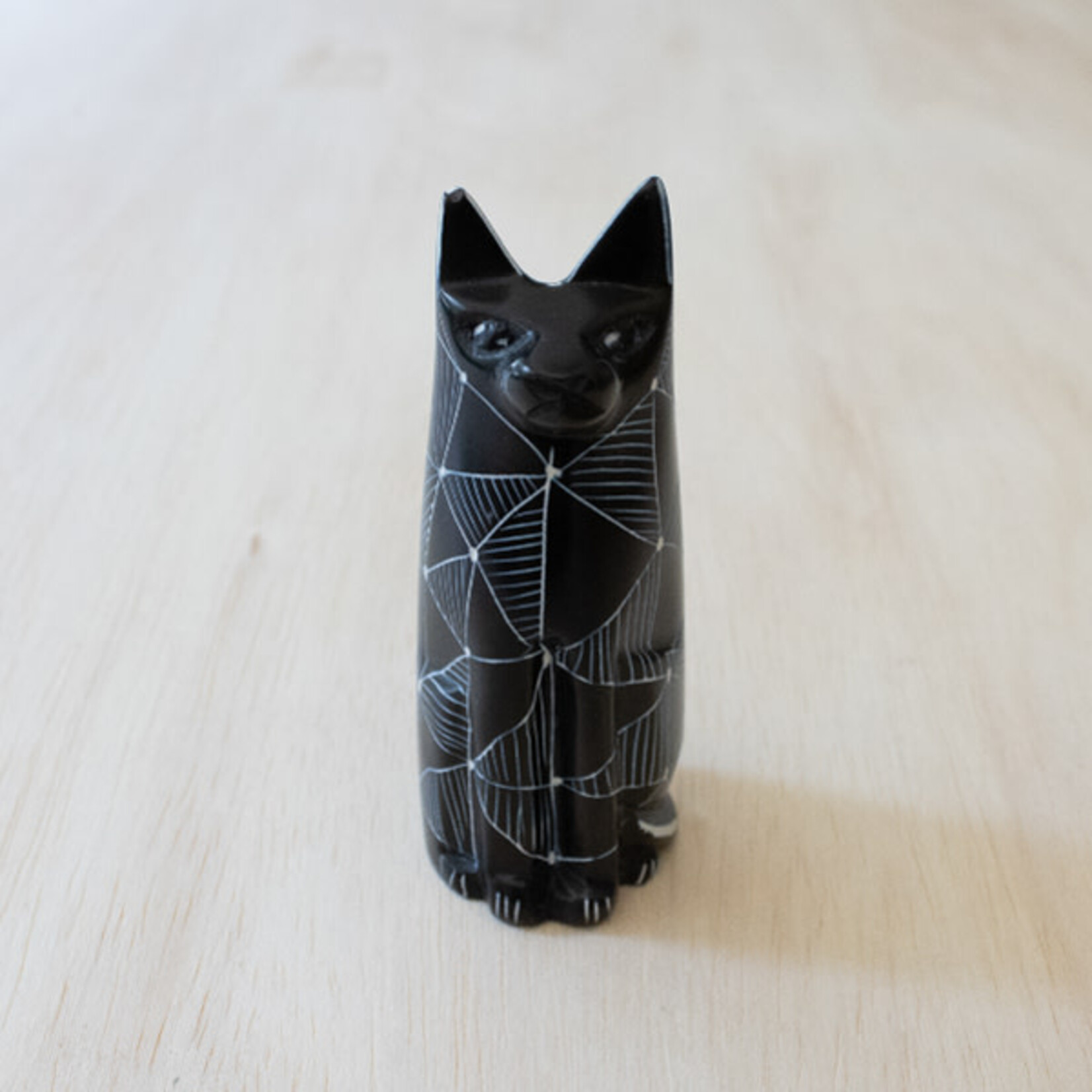 Venture Imports Etched Black Sitting Cat