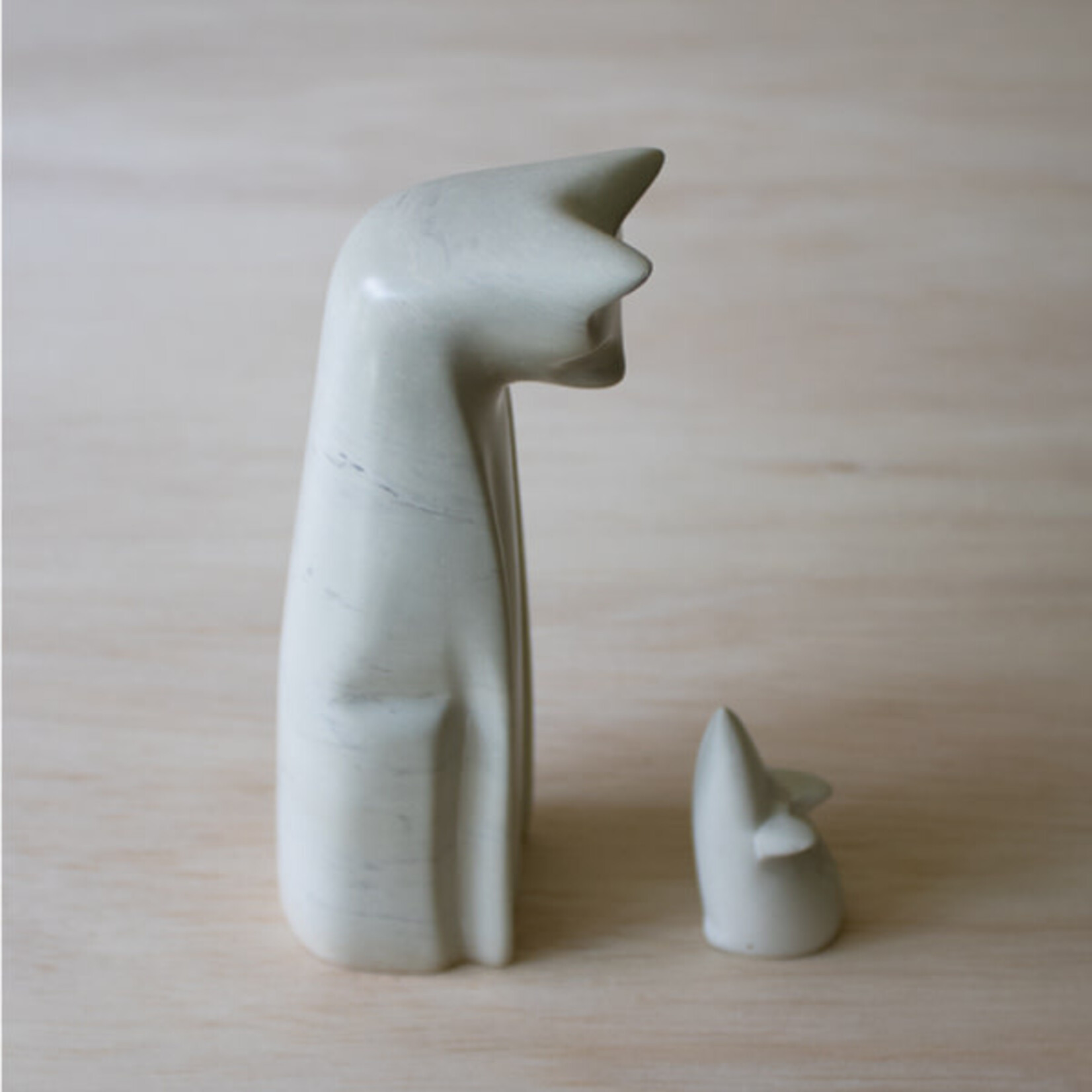 Venture Imports Soapstone Cat and Mouse: Natural