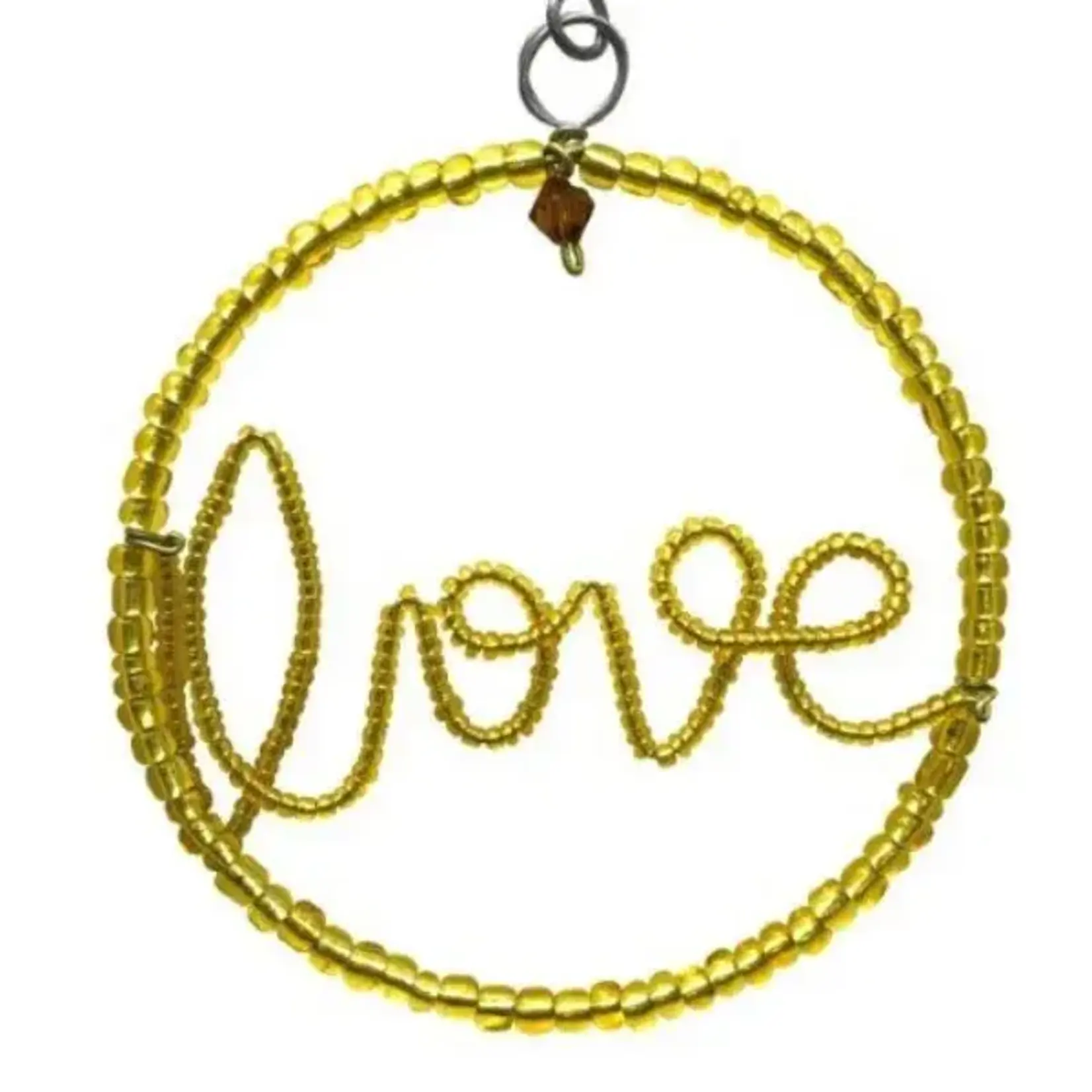 Unique Batik Peace, Love, Joy Beaded Wire Ornaments