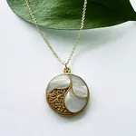 Women's Peace Collection Mother of Pearl Filigree Necklace - Brass