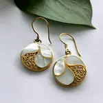 Women's Peace Collection Mother of Pearl Filigree Earrings - Brass