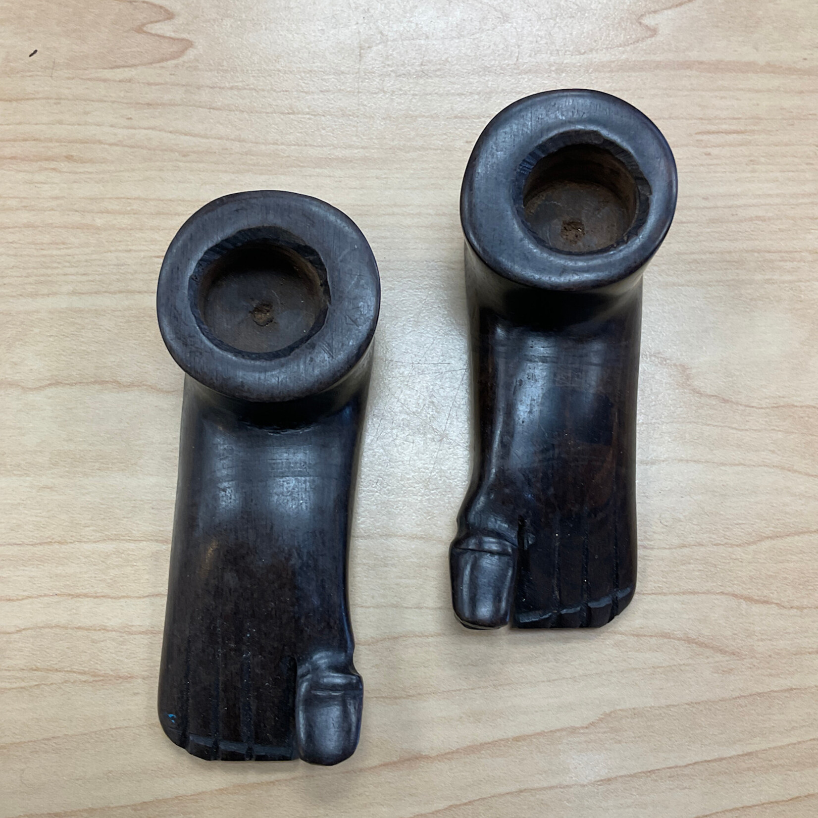 ViAfrika Candle Holders: Wood Finished- Feet (set of 2) - ViAfrika