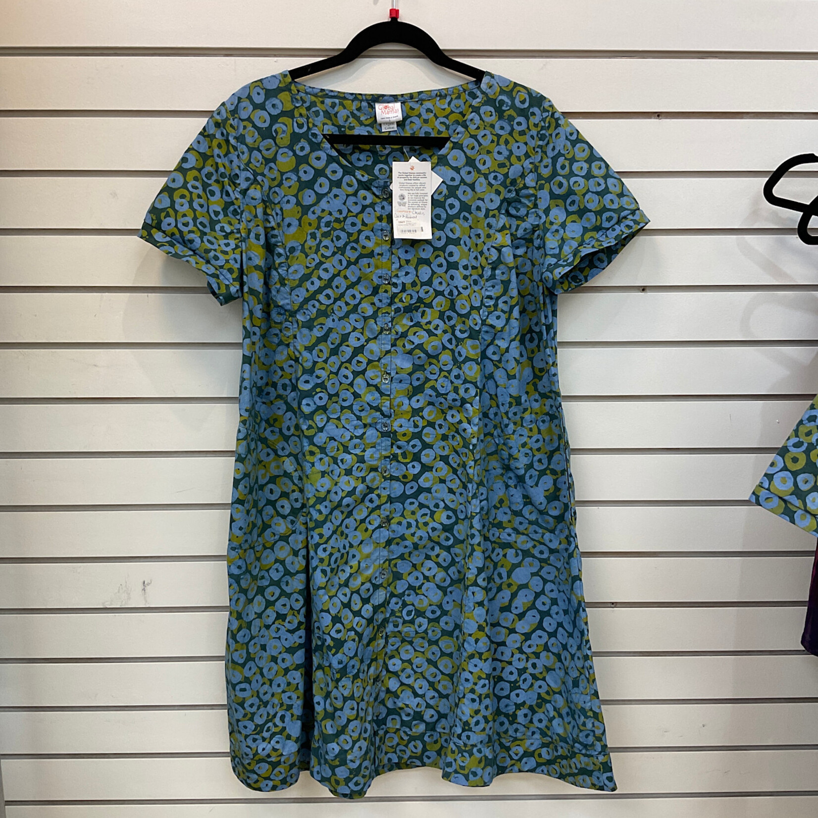 Global Mamas Button Front Dress Green Rings