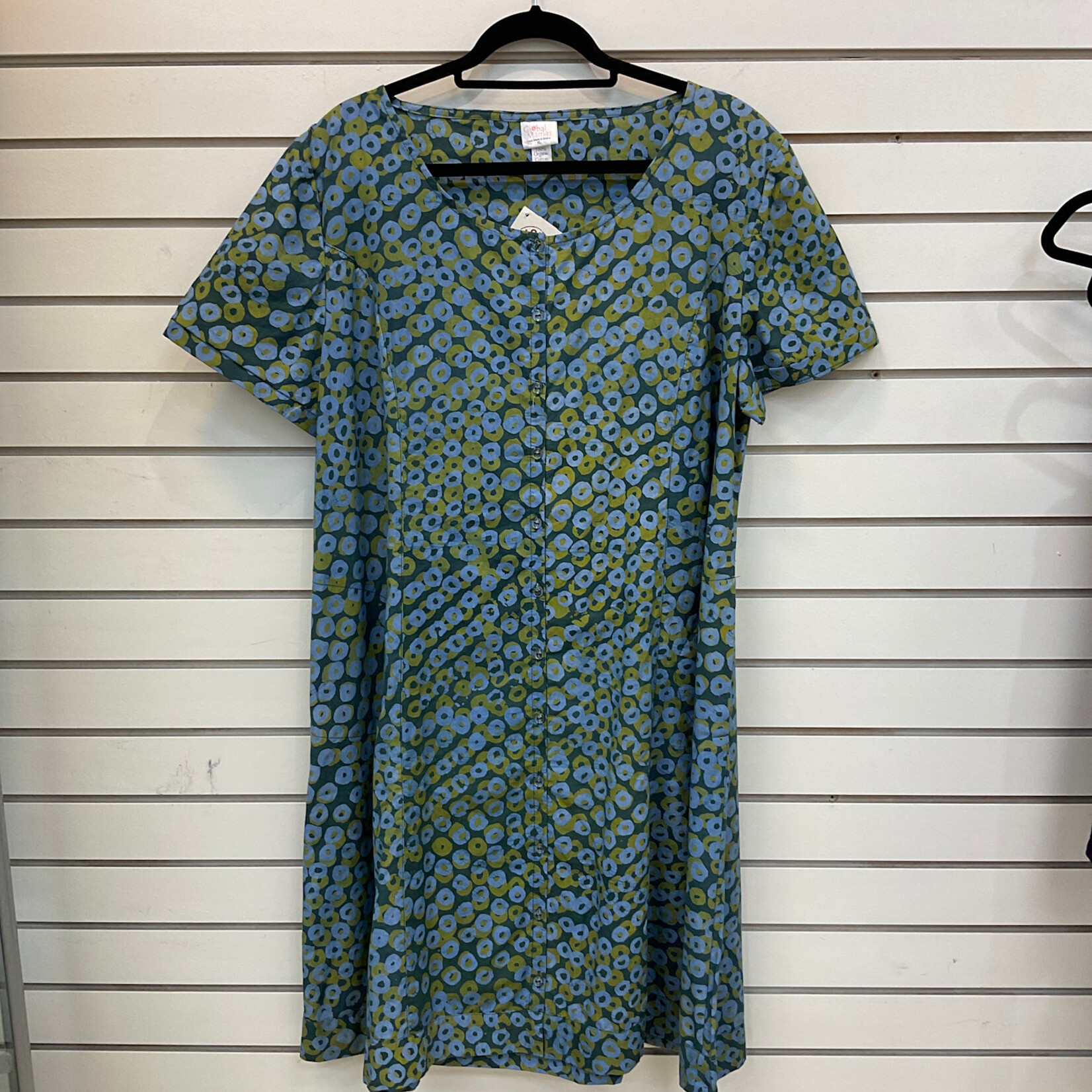 Global Mamas Button Front Dress Green Rings